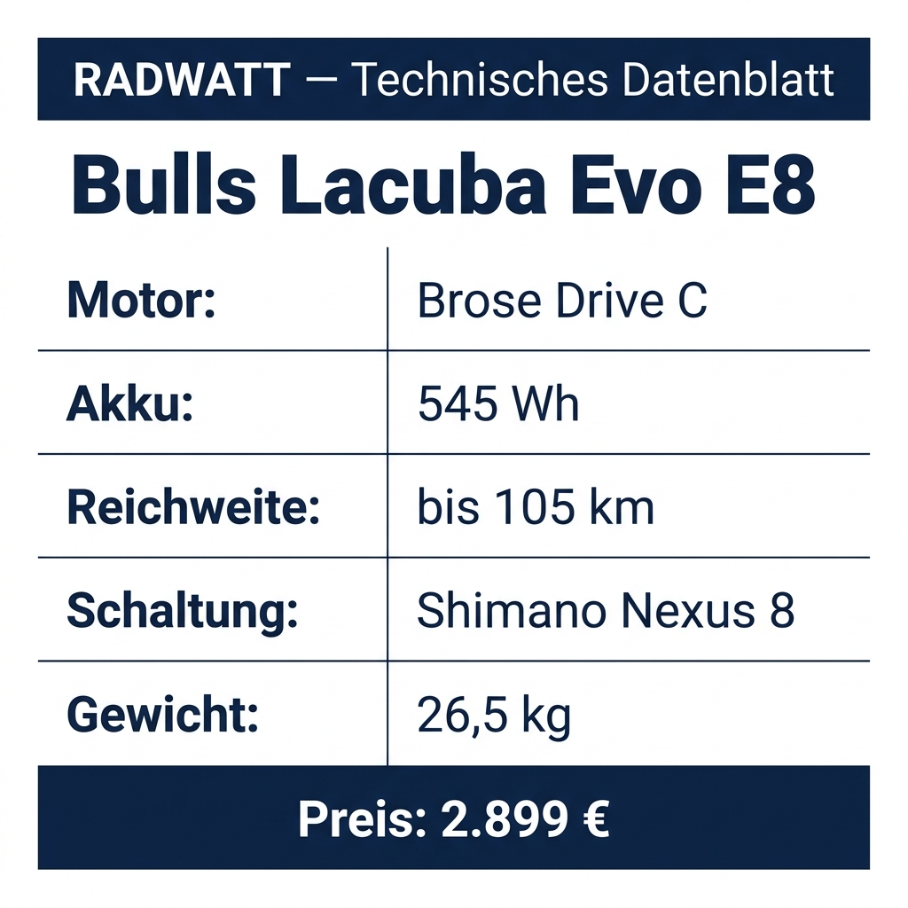 Bulls Lacuba Evo E8 – Technisches Datenblatt