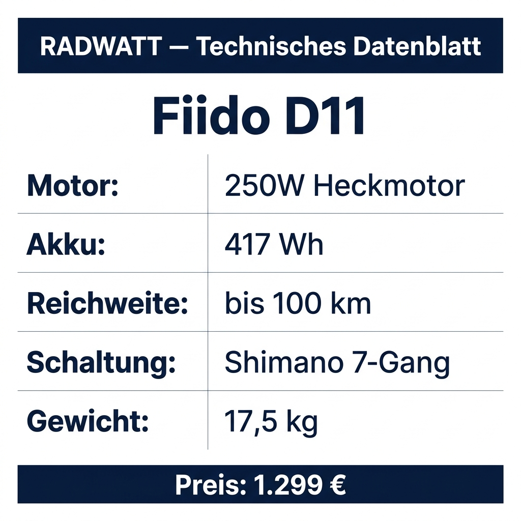 Fiido D11 – Technisches Datenblatt
