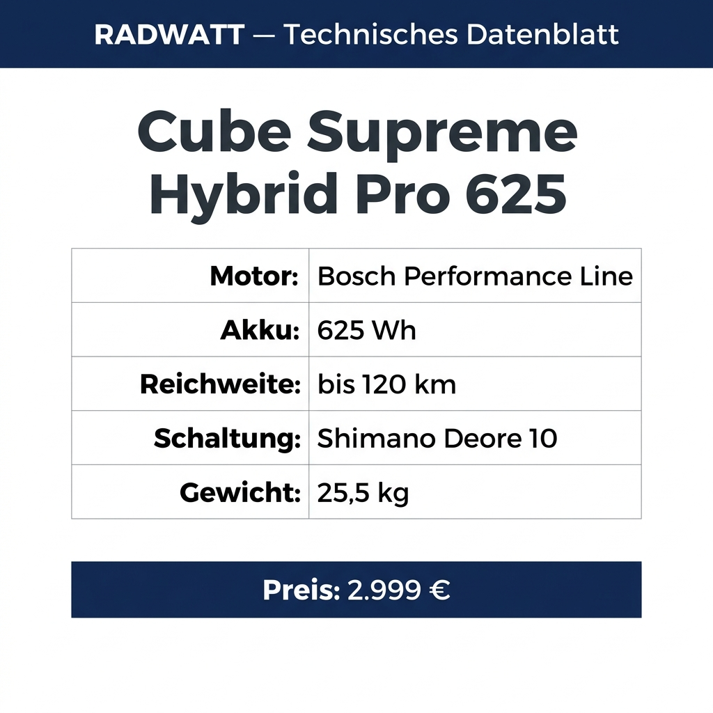 Cube Supreme Hybrid Pro 625 – Technisches Datenblatt