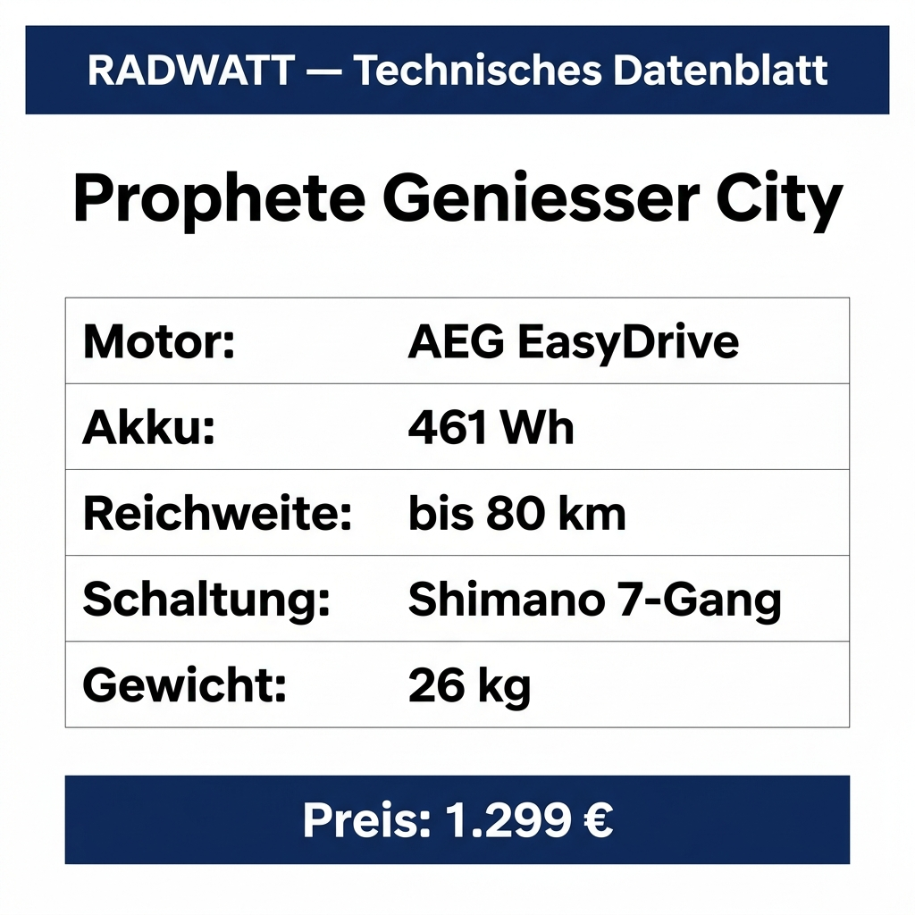 Prophete Geniesser City – Technisches Datenblatt