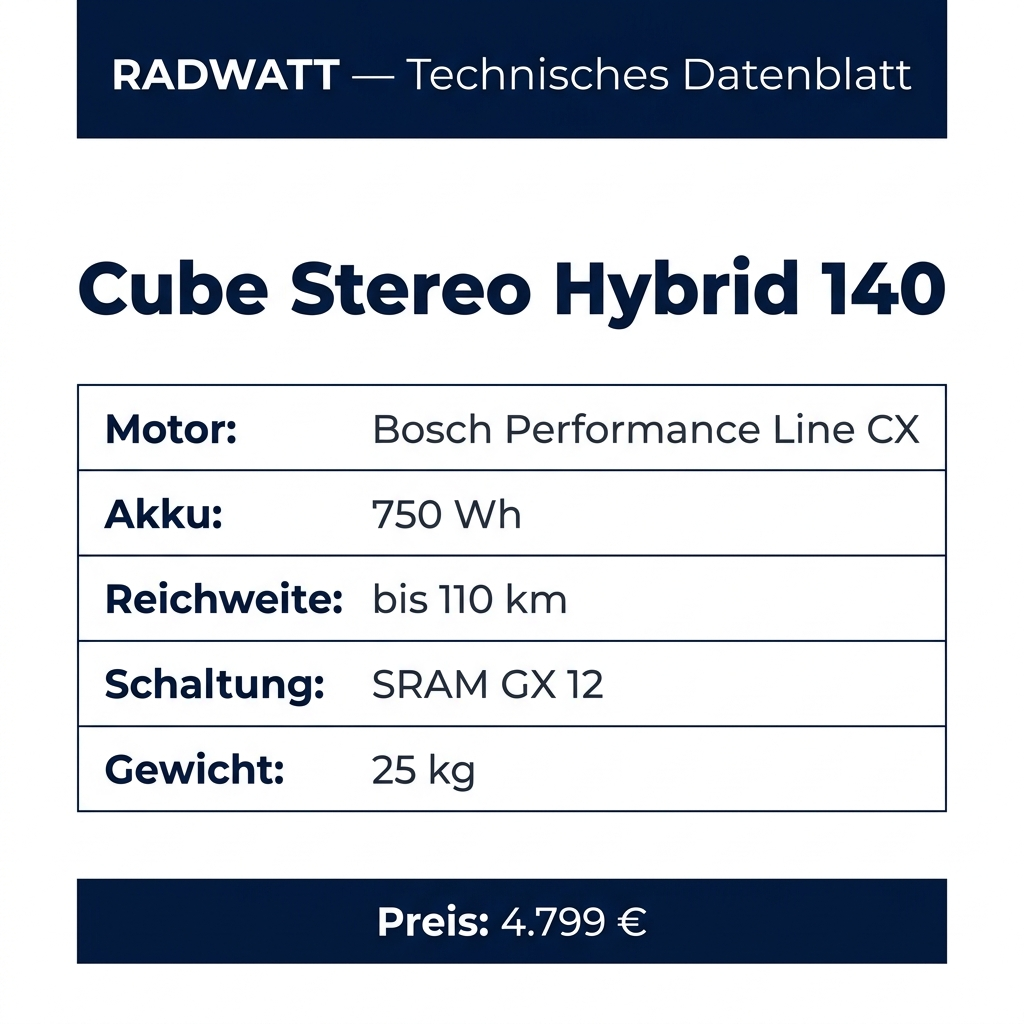 Cube Stereo Hybrid 140 – Technisches Datenblatt