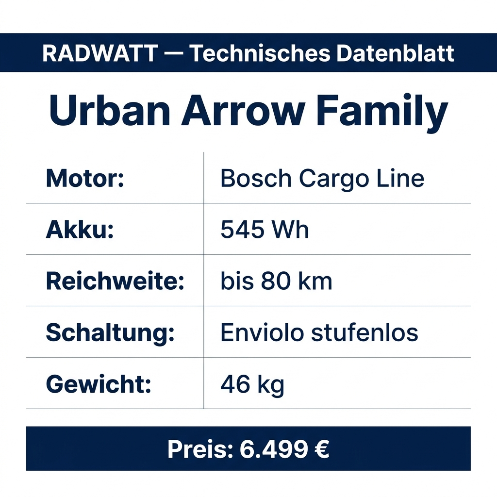 Urban Arrow Family – Technisches Datenblatt